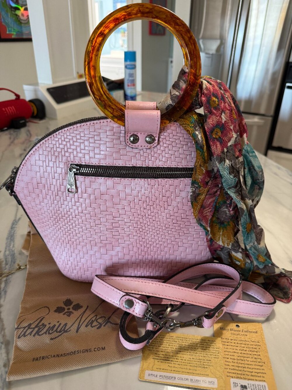 NWT Patricia Nash Meldola Satchel - Wavy Woven Blush Bundle